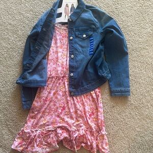 NWT BCBG Pink dress and coordinating jean jacket Size Large 14/16